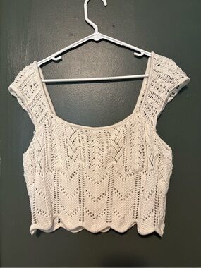 Aeropostale Cream Crochet Knit Crop Top XL